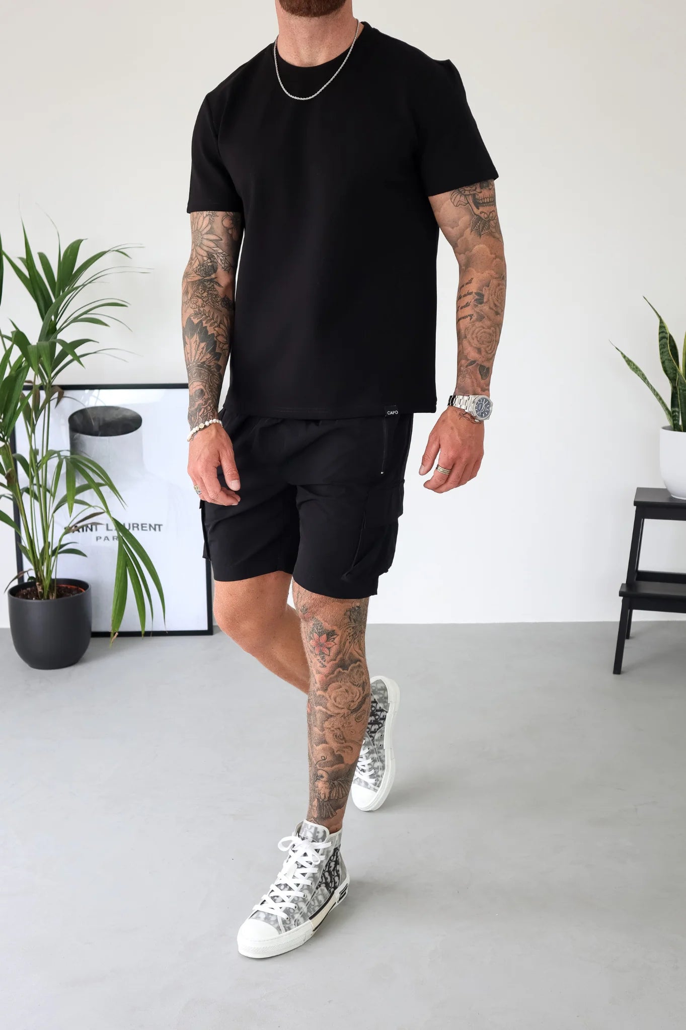 Capo UTILITY aesthetic fitting Cargo Short COLOUR Black