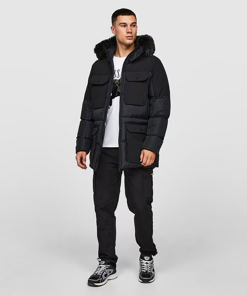 Alessandro Zavetti Marchetti Puffer Parka Jacket JET BLACK