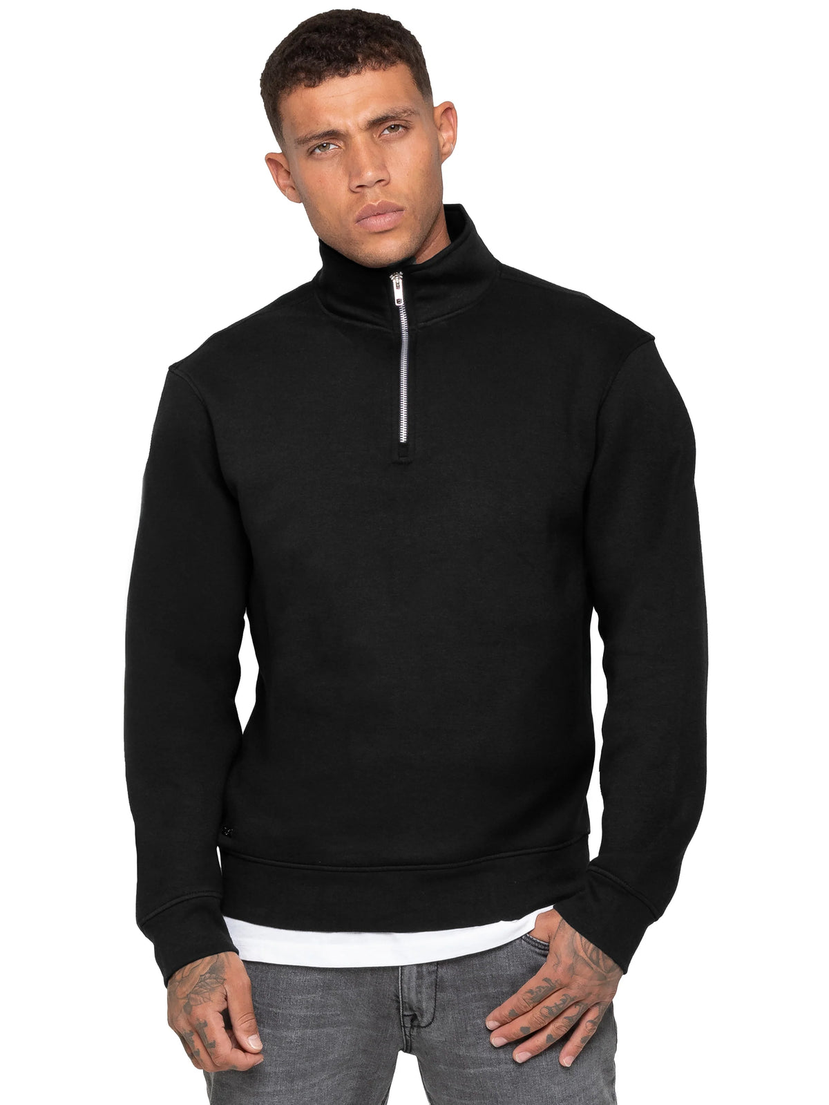 Enzo Jeans Maximo Half Zip Fleece Sweatshirt Black