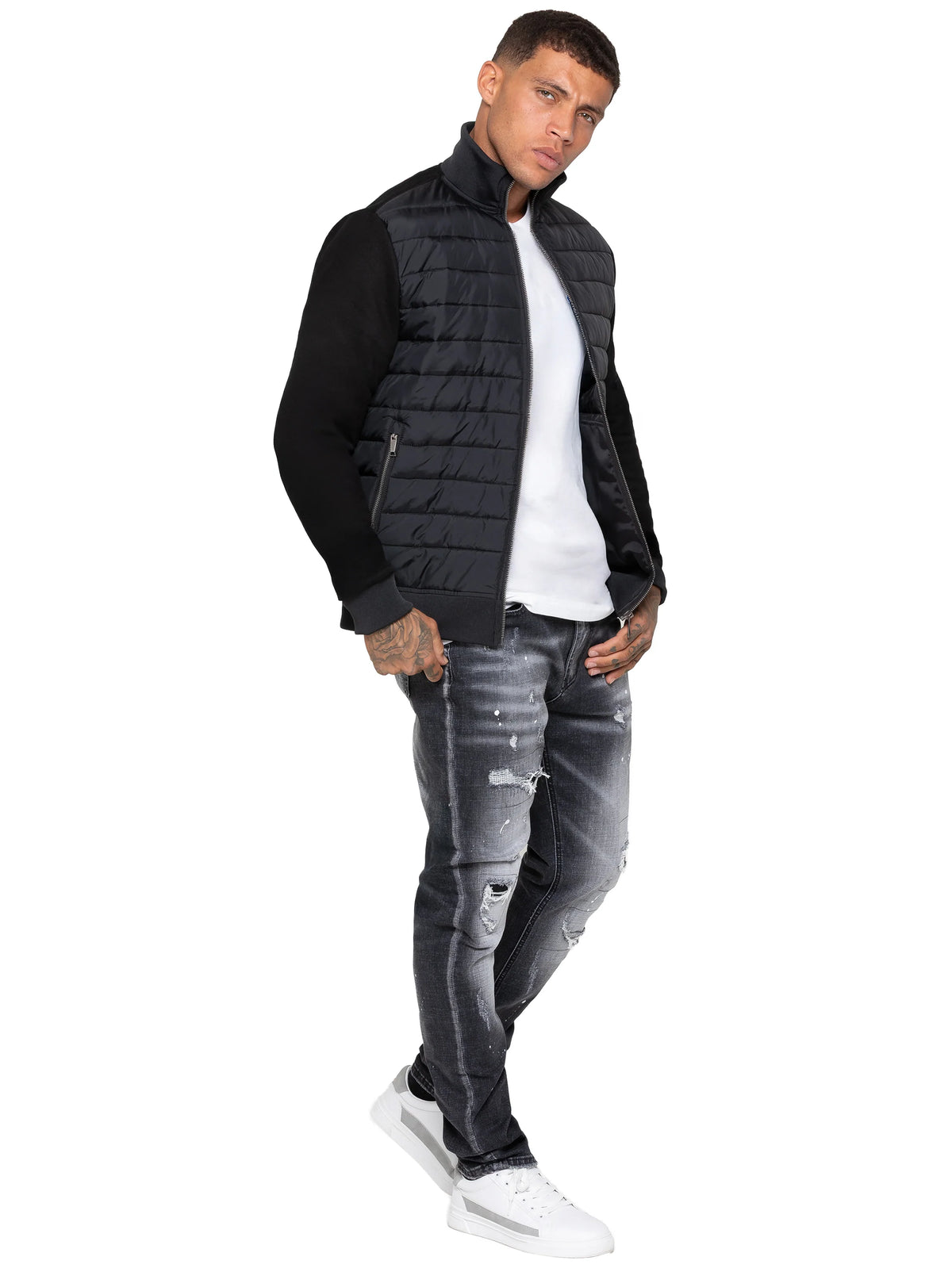 Enzo Jeans Pietro Hybrid Technical Puffer Jacket Black