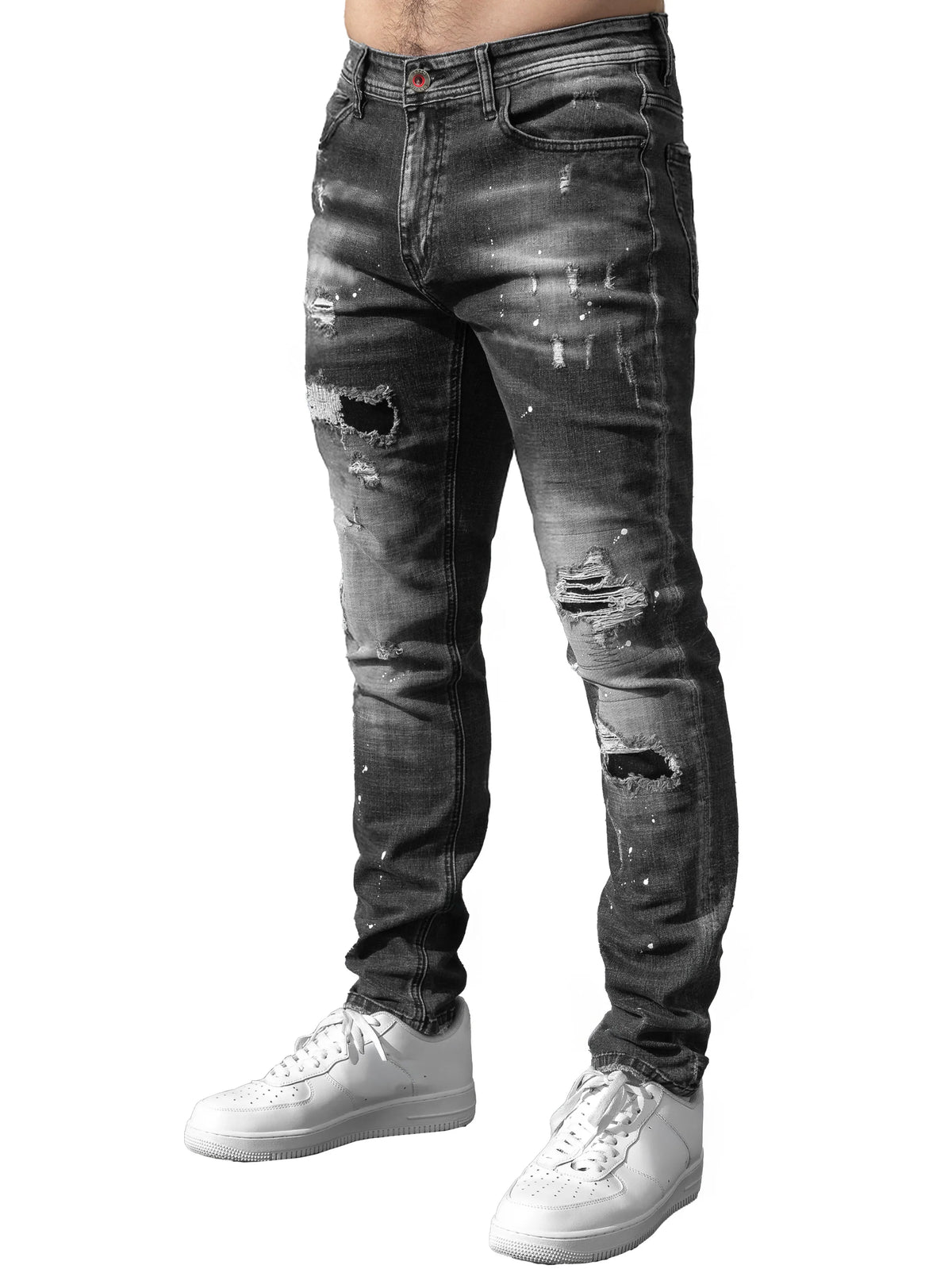 Enzo Jeans Rocco Slim Fit Ripped Jeans Grey