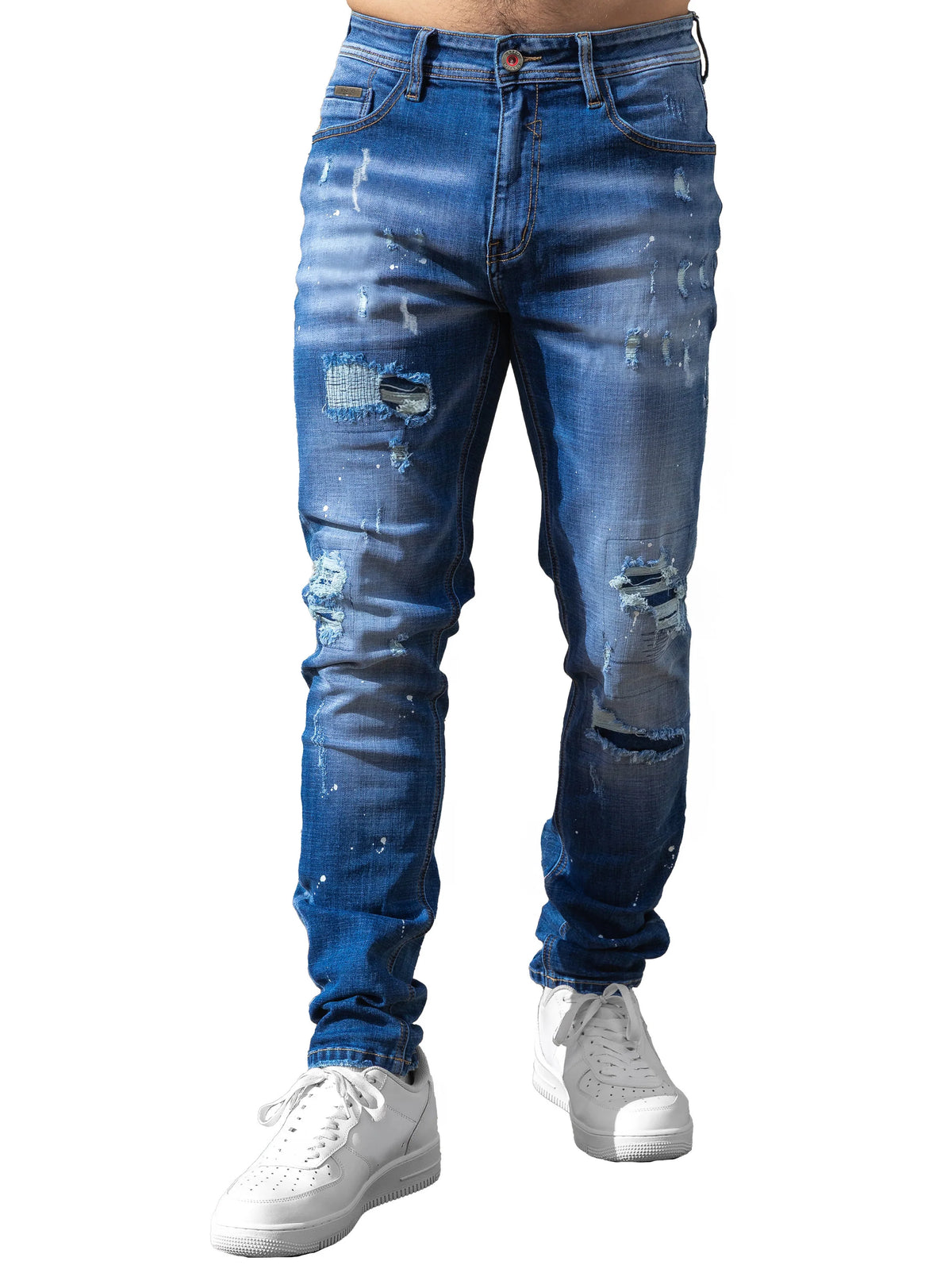 Enzo Jeans Rocco Slim Fit Ripped Jeans Light Blue