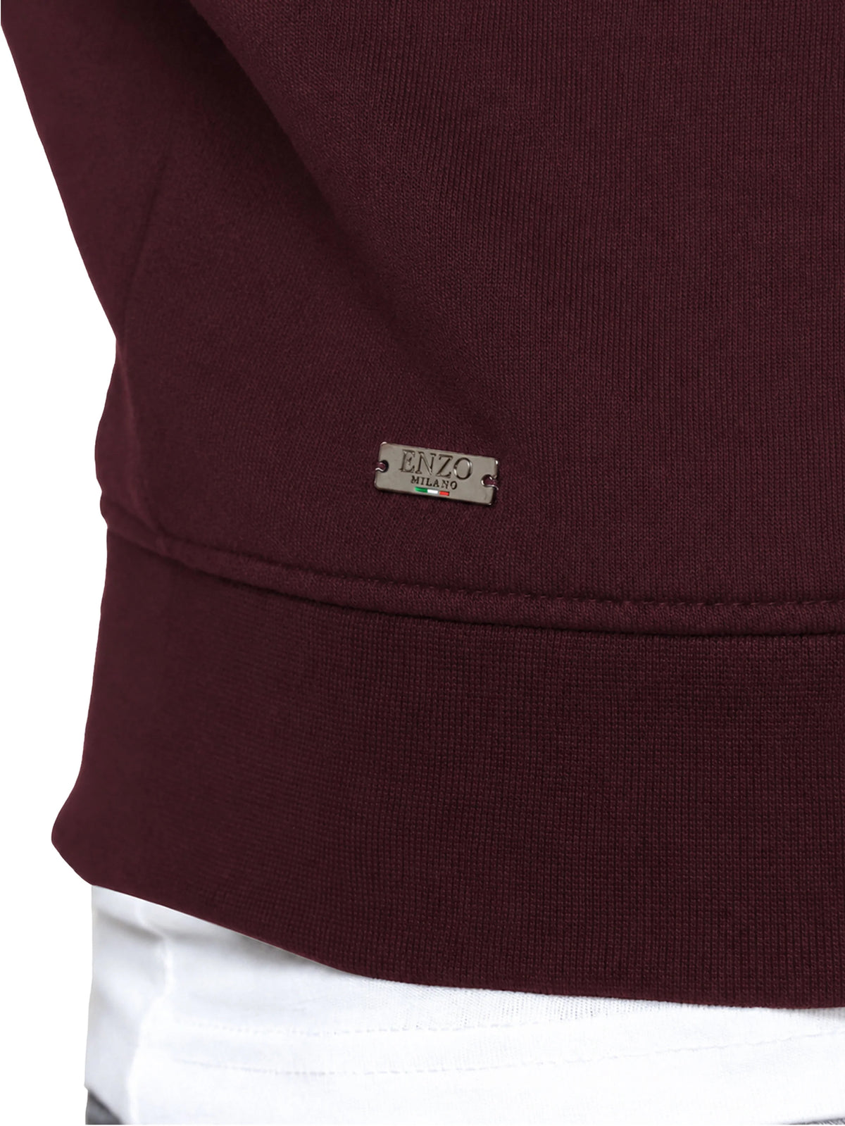 Enzo Jeans Maximo Half Zip Fleece Sweatshirt Dark Berry