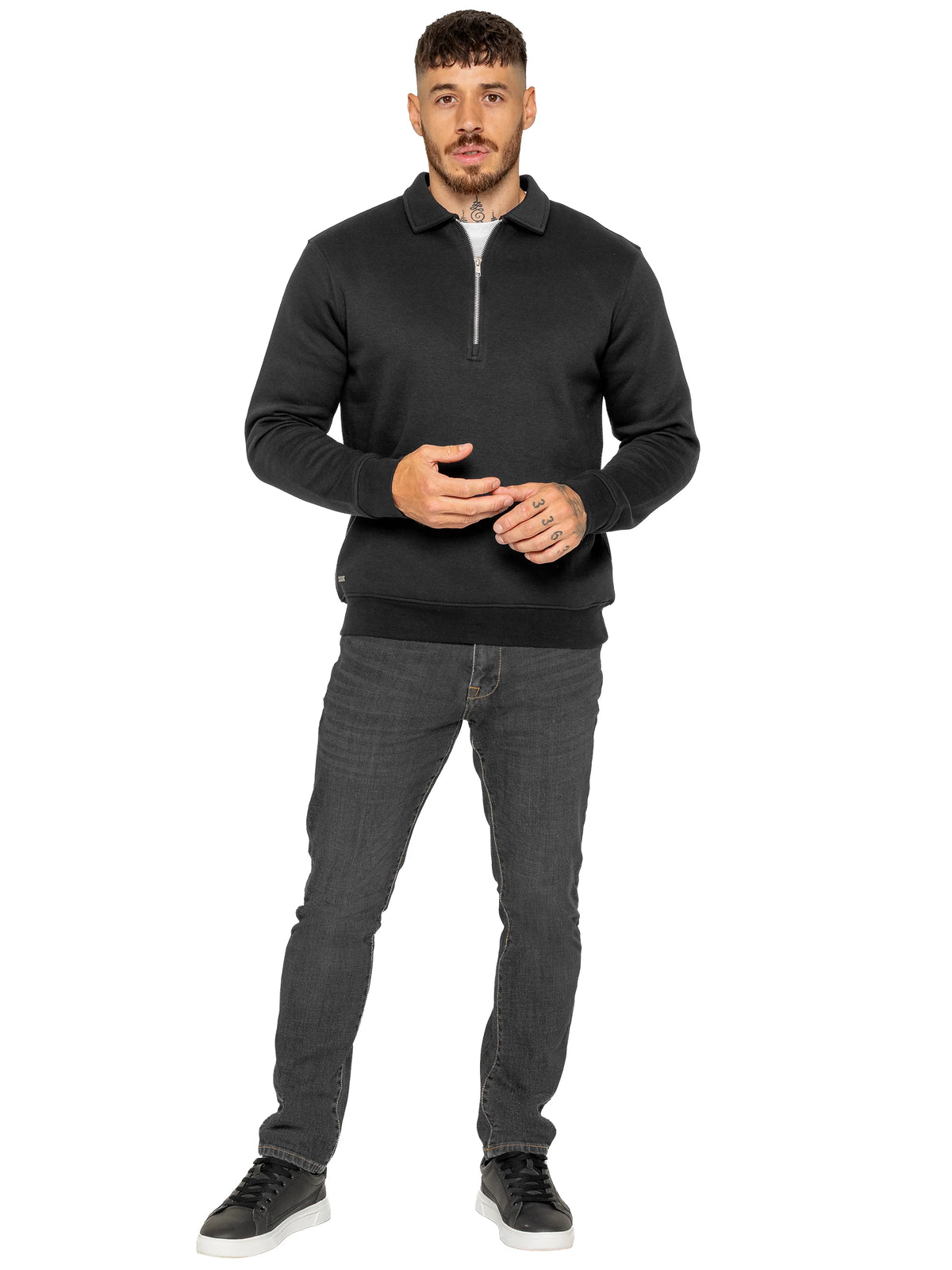 Enzo Jeans Marcello Quarter Zip Collar Sweatshirt Black