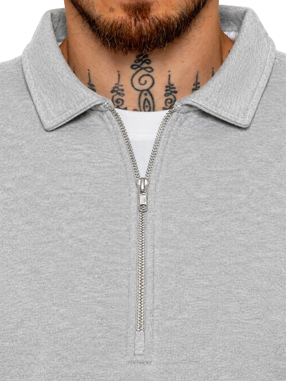 Enzo Jeans Marcello Quarter Zip Collar Sweatshirt Light Grey