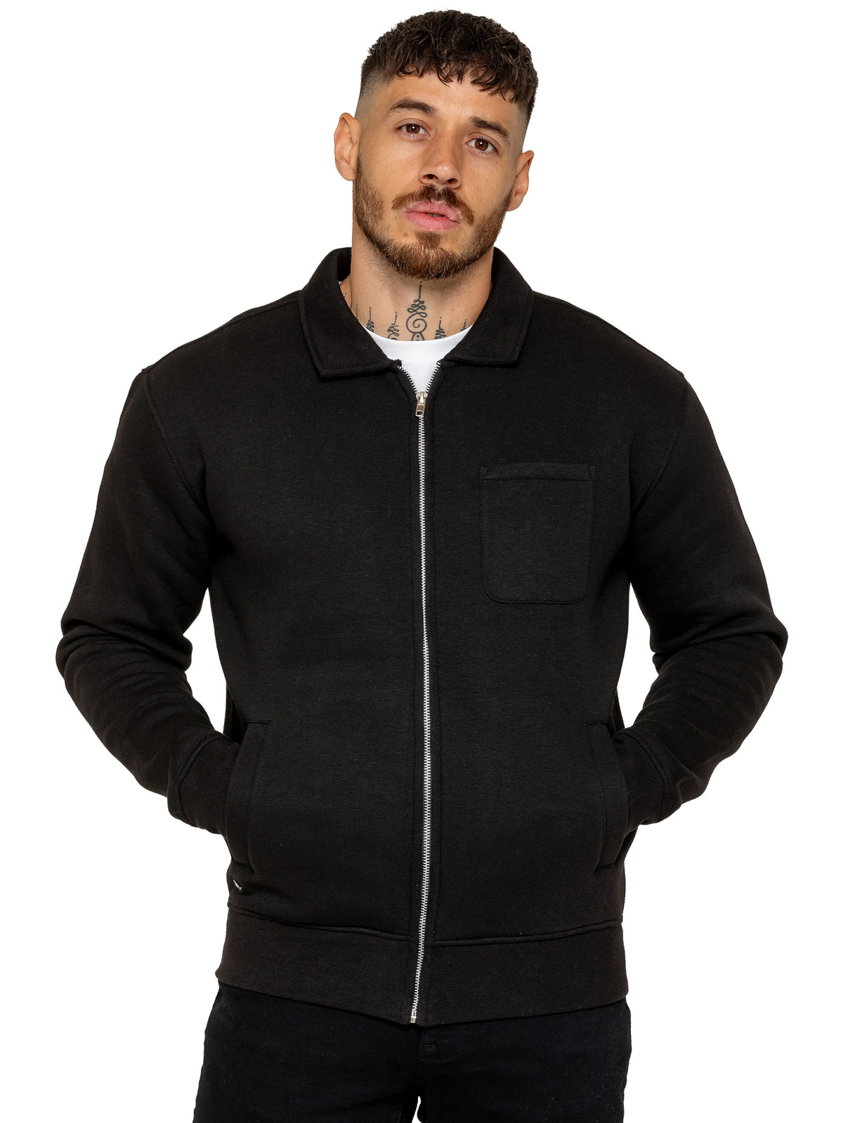 Enzo Jeans Maurizio Zip Through Overshirt Black