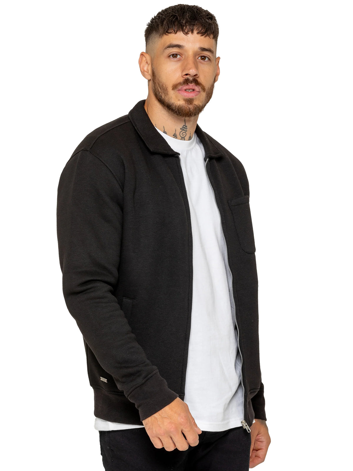 Enzo Jeans Maurizio Zip Through Overshirt Black