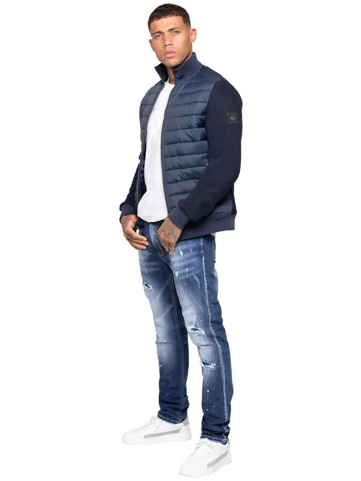 Enzo Jeans Pietro Hybrid Technical Puffer Jacket Navy