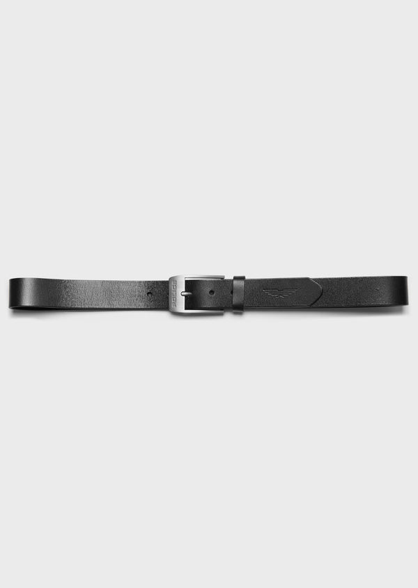 883 Police Jules 100% luxurious leather gunmetal classic buckle - BLACK