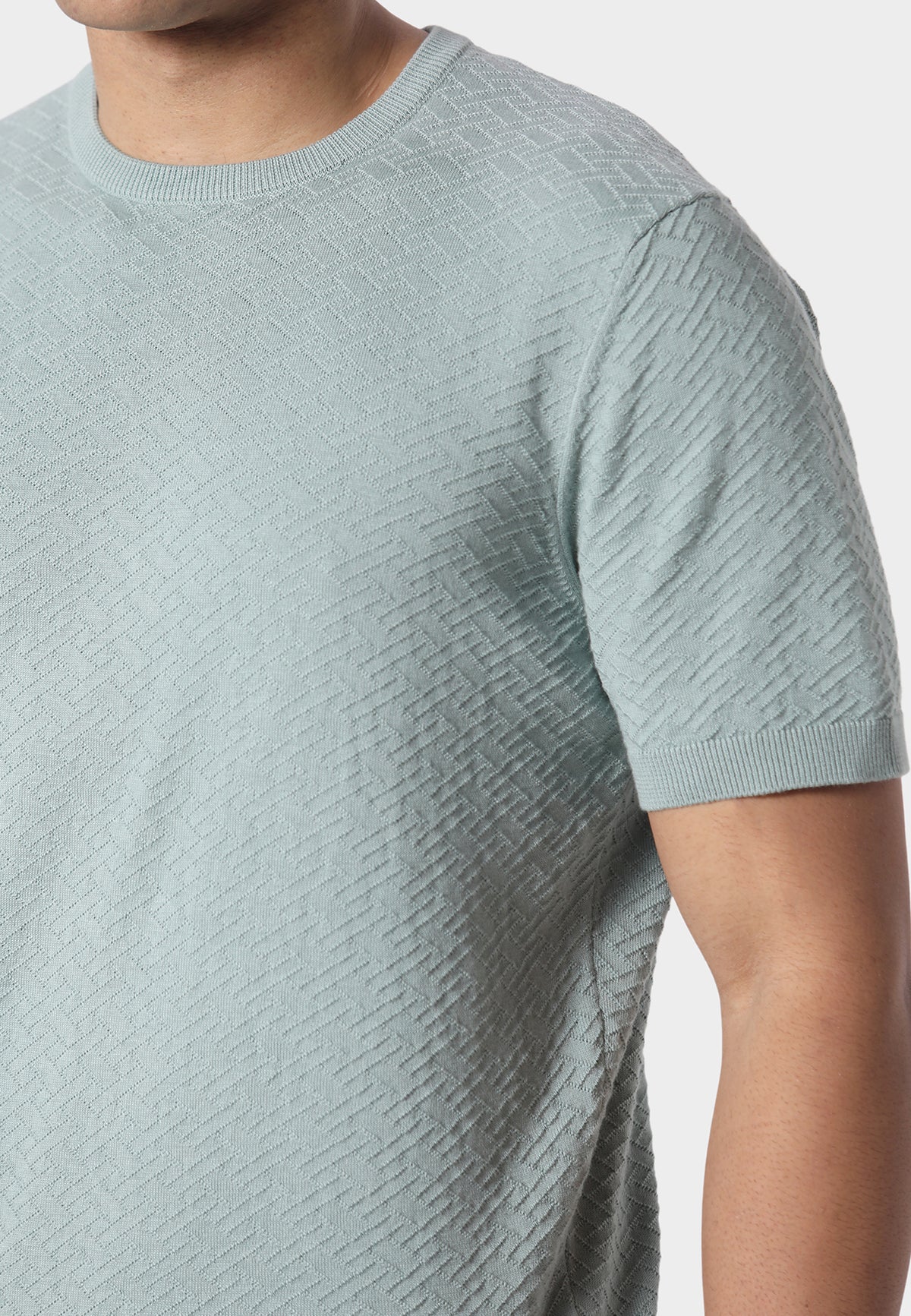 883 Police BURNA PALE AQUA KNITTED T-SHIRT