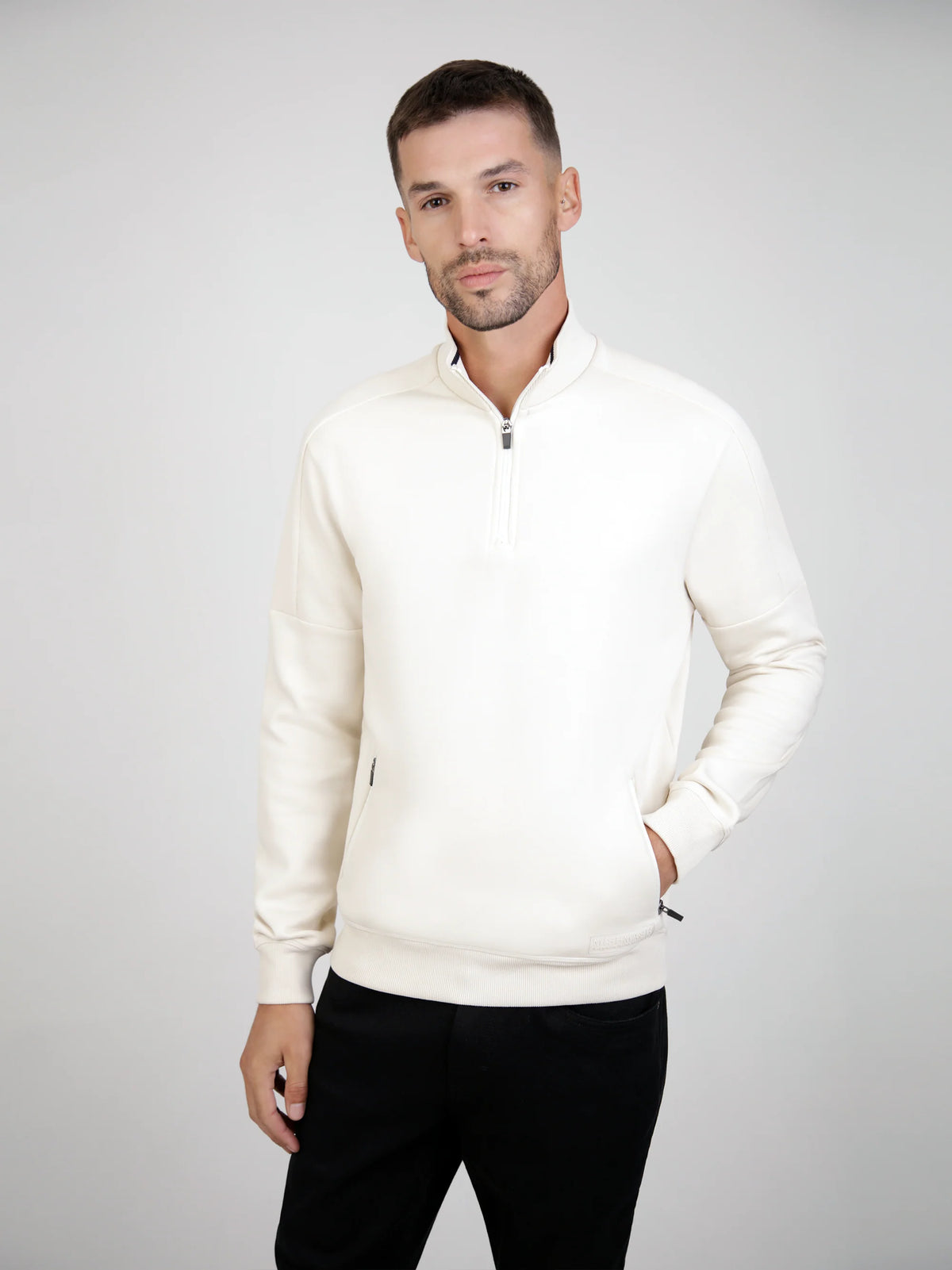 Mish Mash Barombi Long sleeve ¾ zip funnel neck Sweat - GARDENIA GREY