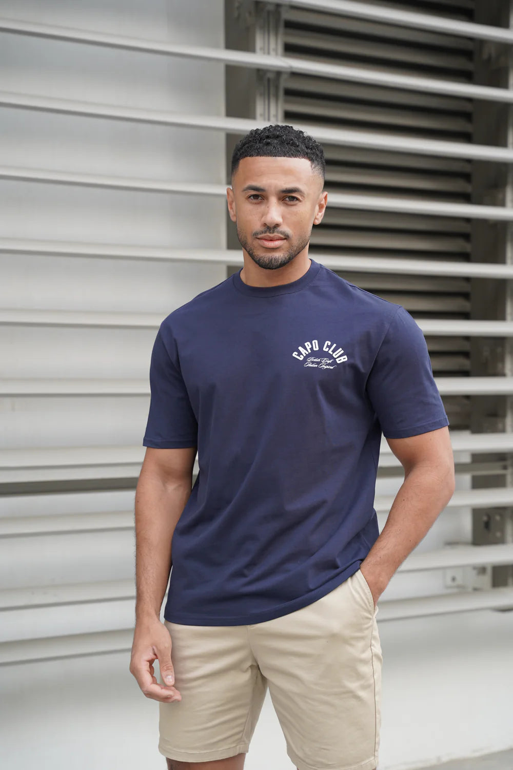 Capo Club Script T-Shirt COLOUR Navy/White