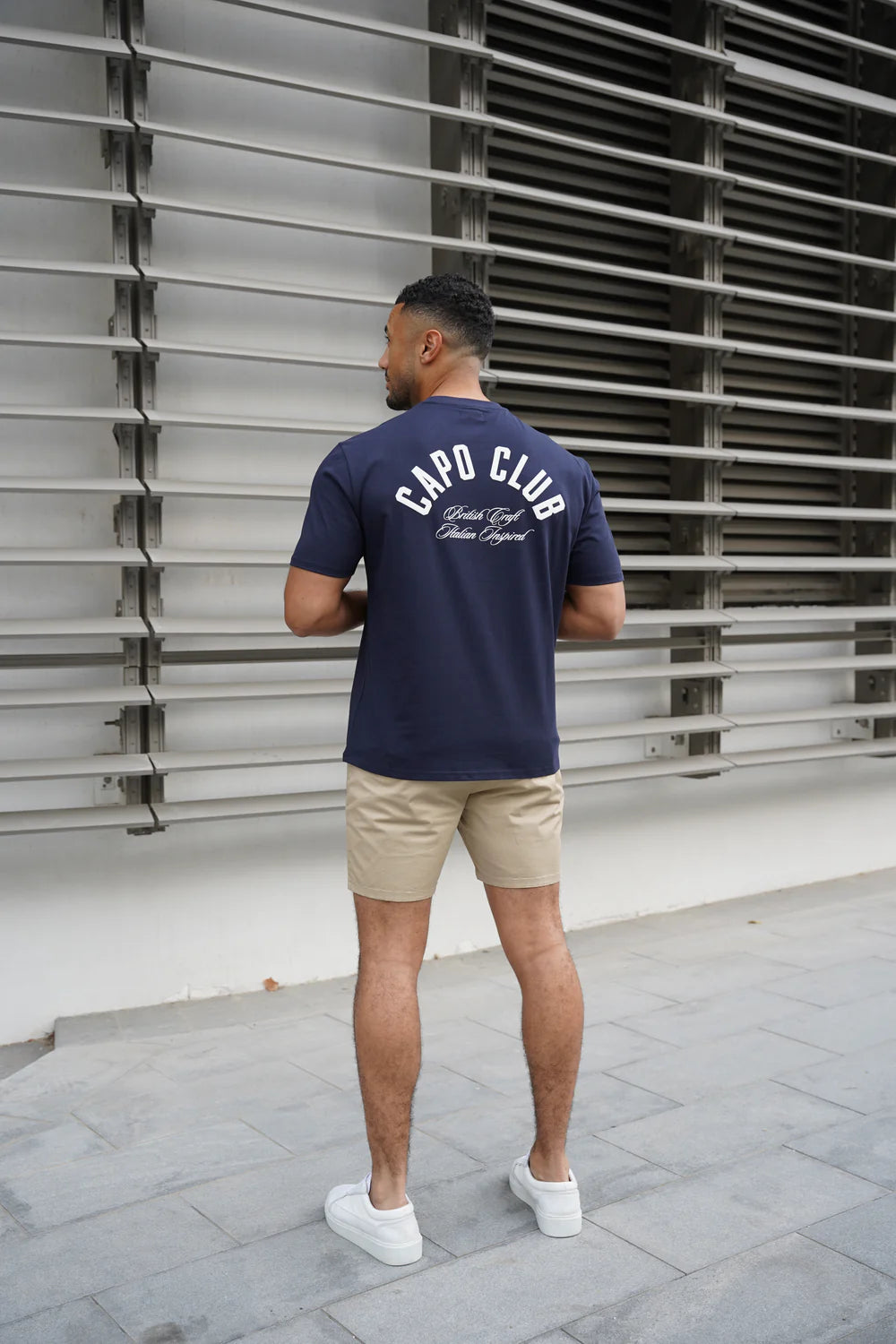 Capo Club Script T-Shirt COLOUR Navy/White