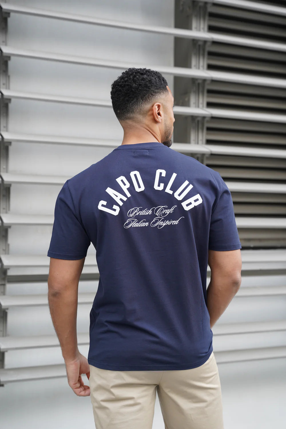 Capo Club Script T-Shirt COLOUR Navy/White