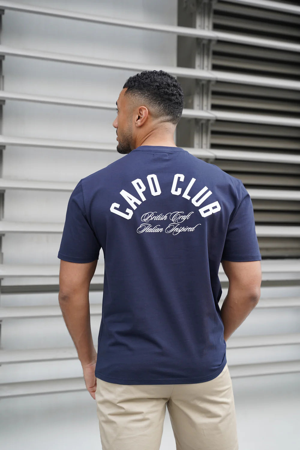 Capo Club Script T-Shirt COLOUR Navy/White