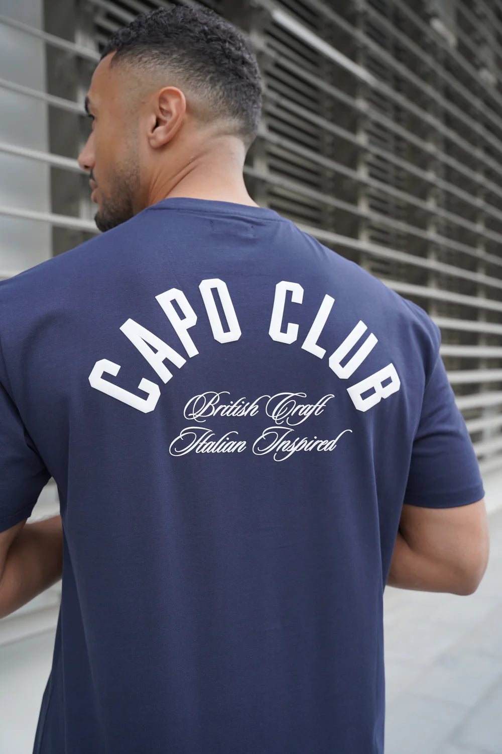 Capo Club Script T-Shirt COLOUR Navy/White