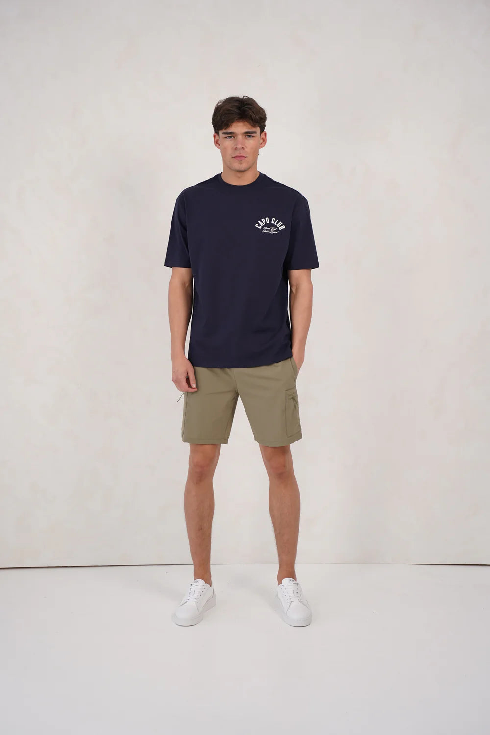 Capo Club Script T-Shirt COLOUR Navy/White