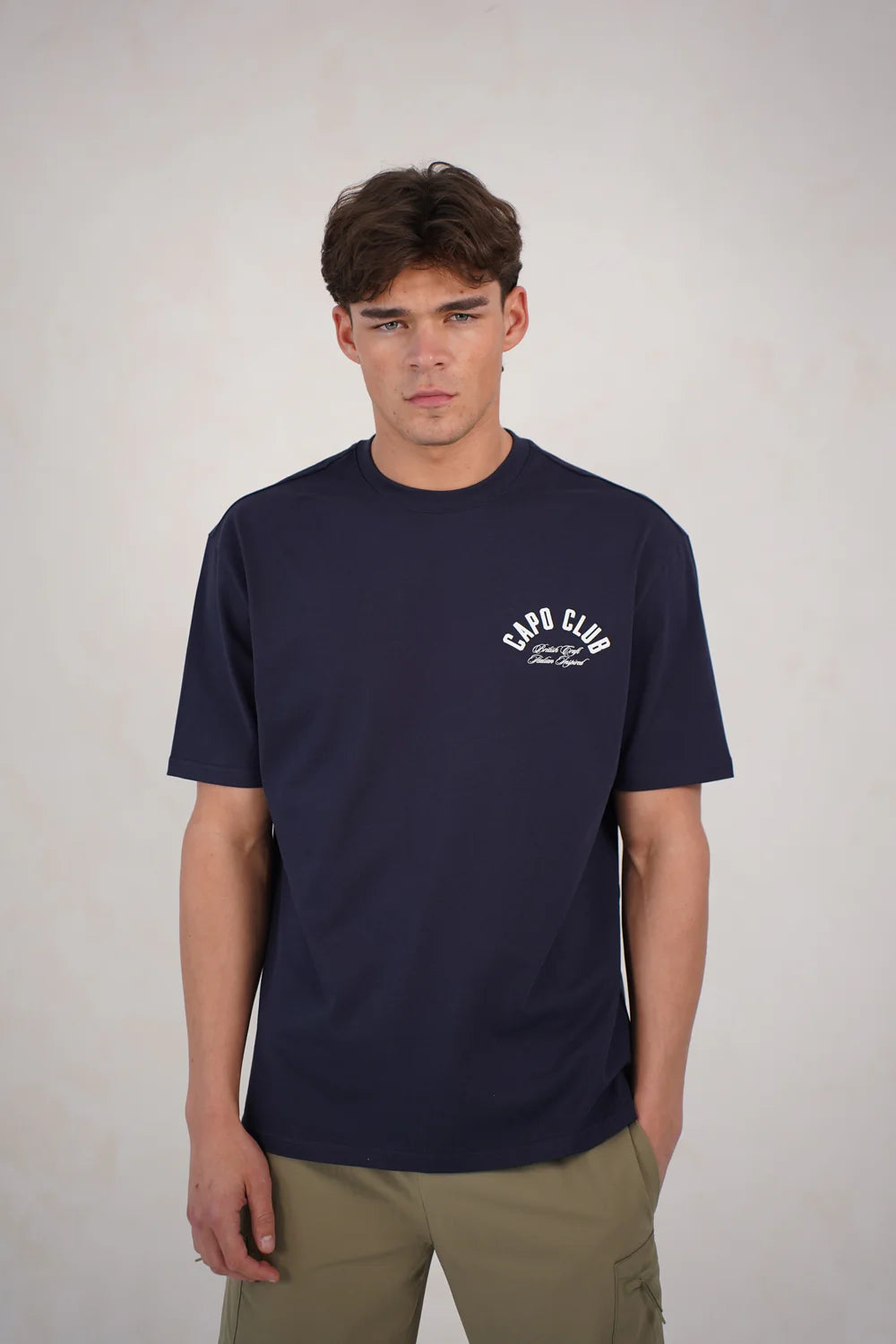 Capo Club Script T-Shirt COLOUR Navy/White