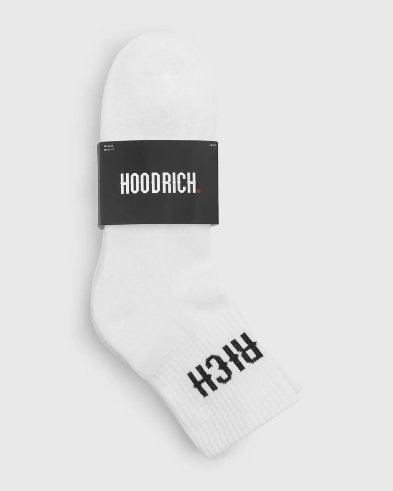 Hoodrich OG Core 3 Pack Quarter Socks White/Black
