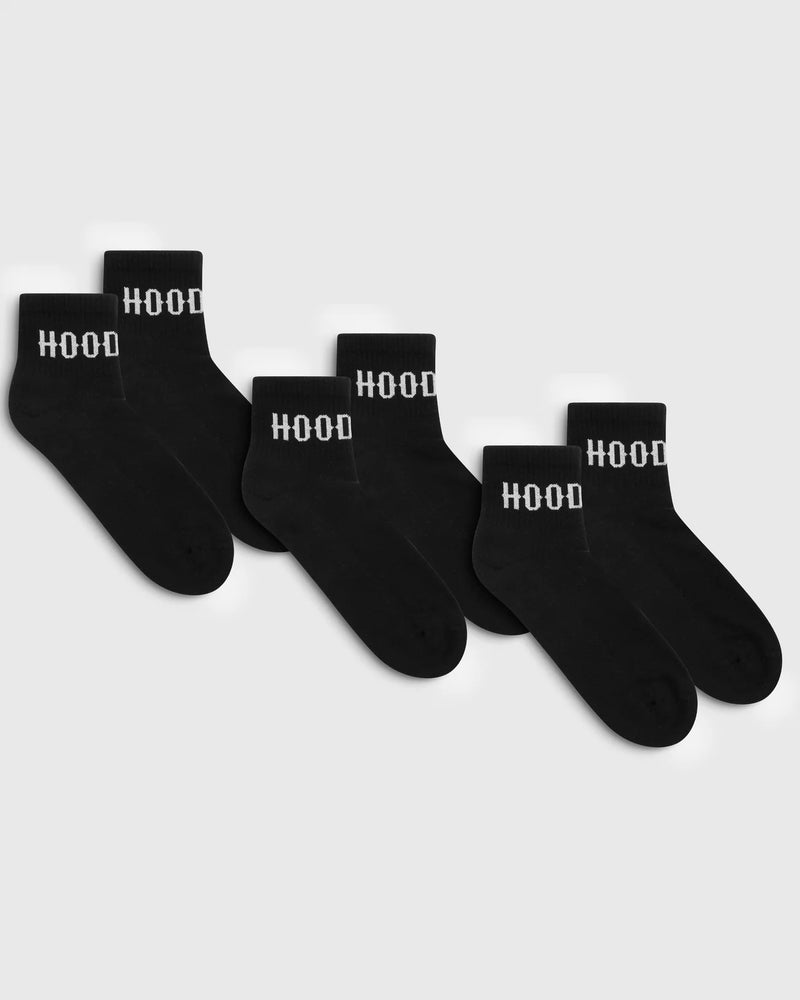 Hoodrich OG Core 3 Pack Quarter Socks Black/White