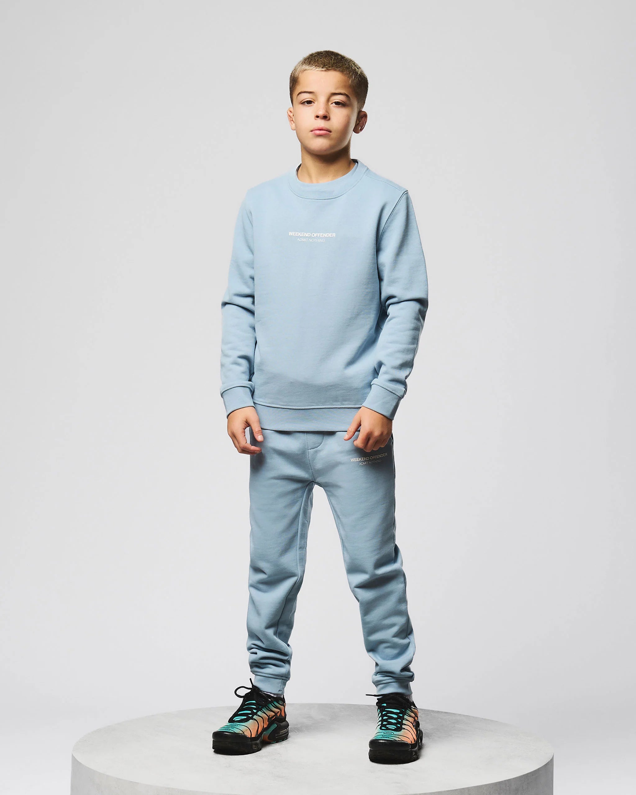 Weekend Offender Kids Raval Sweatshirt Blue Tourmaline/White