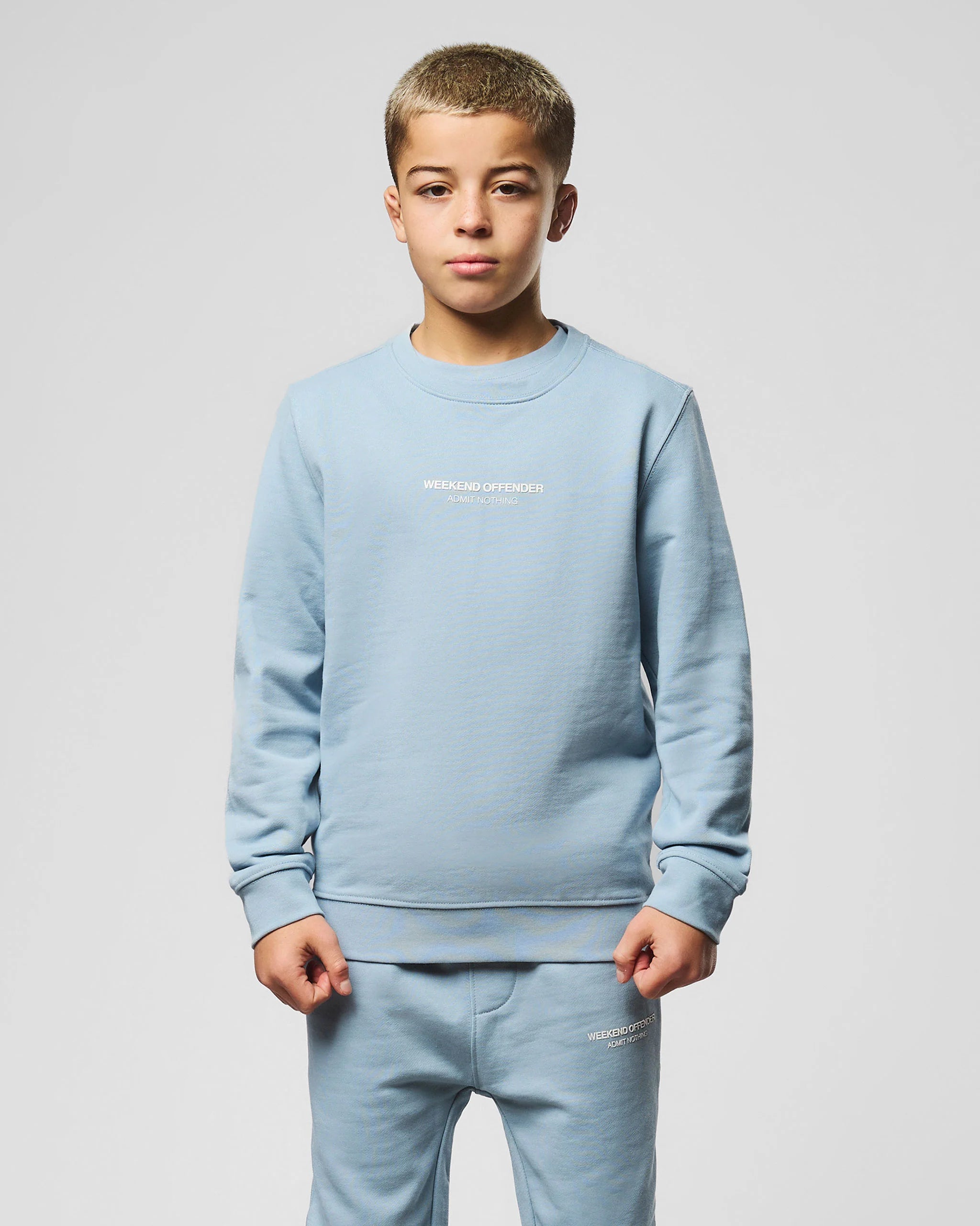 Weekend Offender Kids Raval Sweatshirt Blue Tourmaline/White