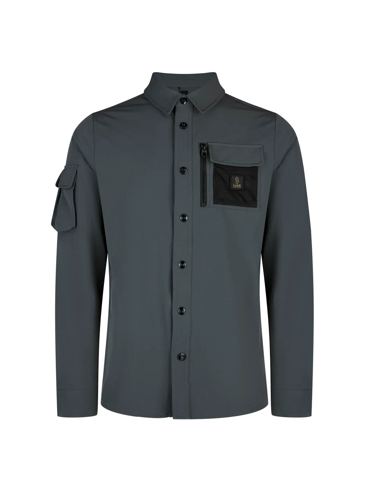 Luke Est 1977 hulun technical nylon overshirt - charcoal