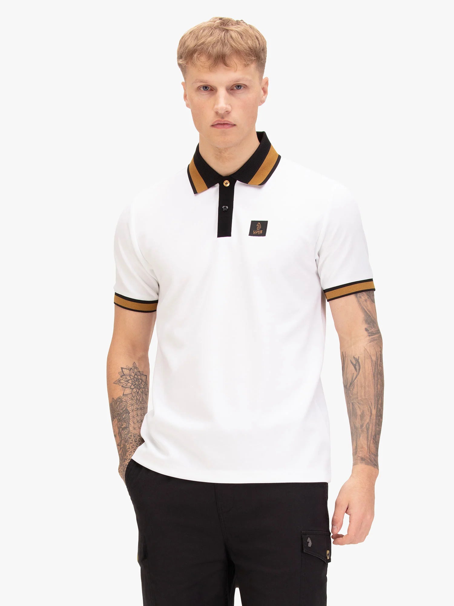 Luke Est 1977 MAKATI HONEYCOMB TEXTURED POLO - WHITE