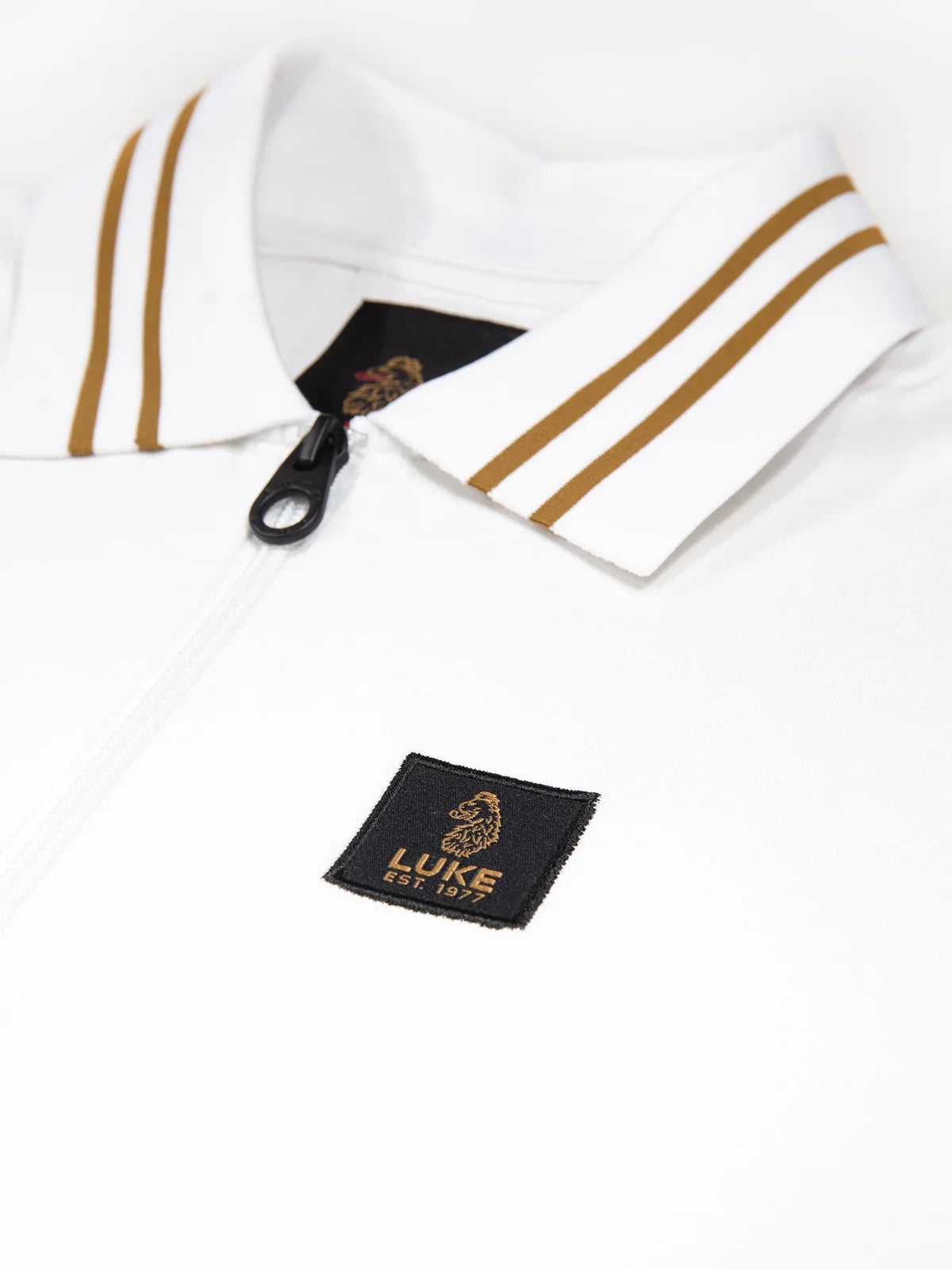 Luke Est 1977 throop zip neck polo shirt - white