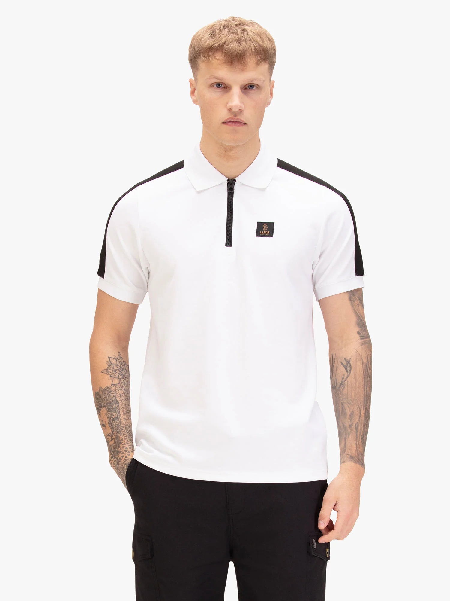 Luke Est 1977 CALTECH 1000 ZIP POLO - WHITE/BLACK