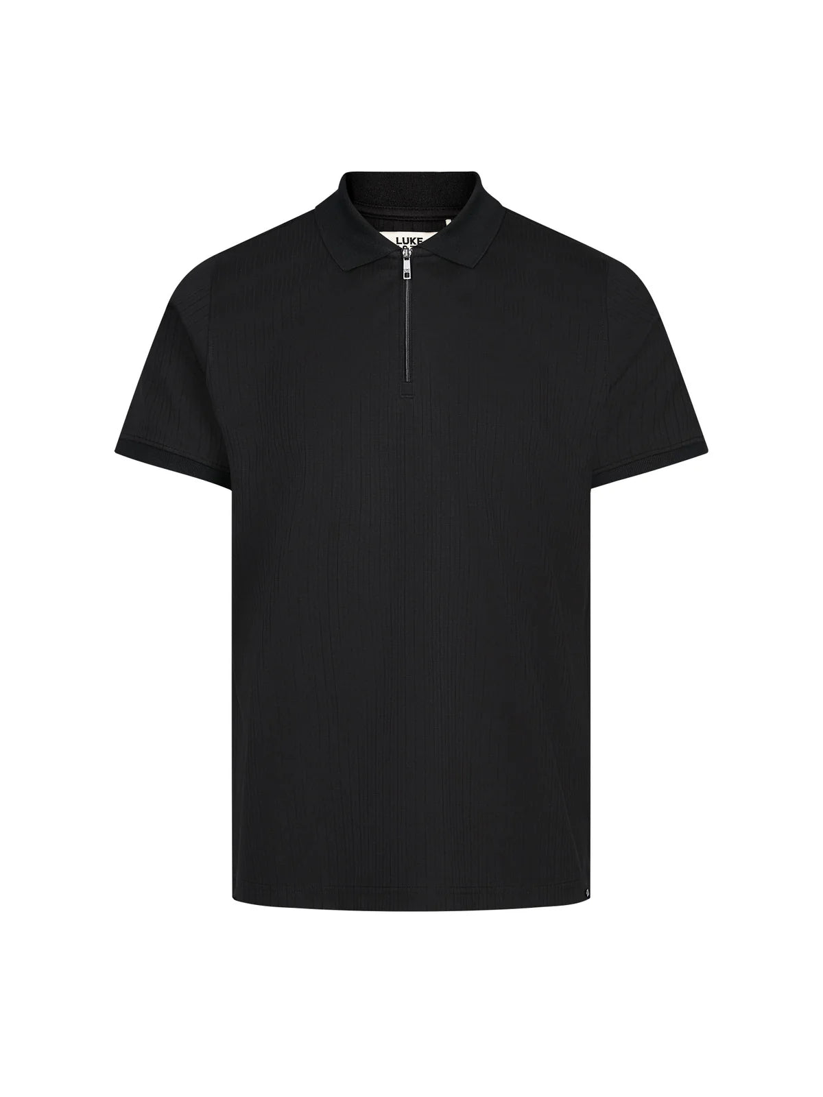 Luke Est 1977 henry ribbed zip polo shirt - BLACK