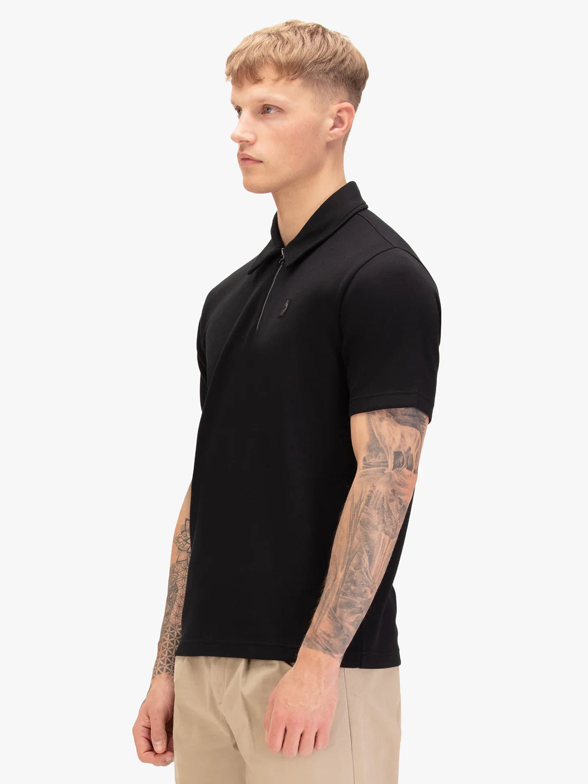 Luke Mainline euphonic modal zip polo shirt - BLACK