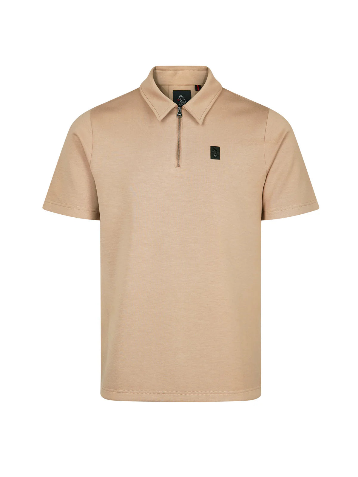 Luke Mainline euphonic modal zip polo shirt - FAWN