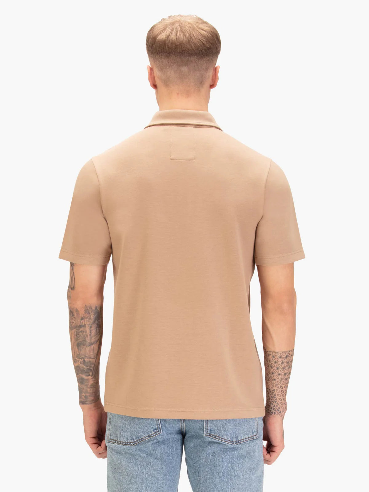 Luke Mainline euphonic modal zip polo shirt - FAWN
