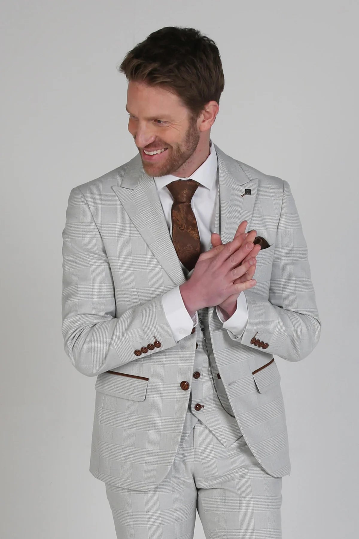 Paul Andrew Mark - Men's Check Blazer Stone