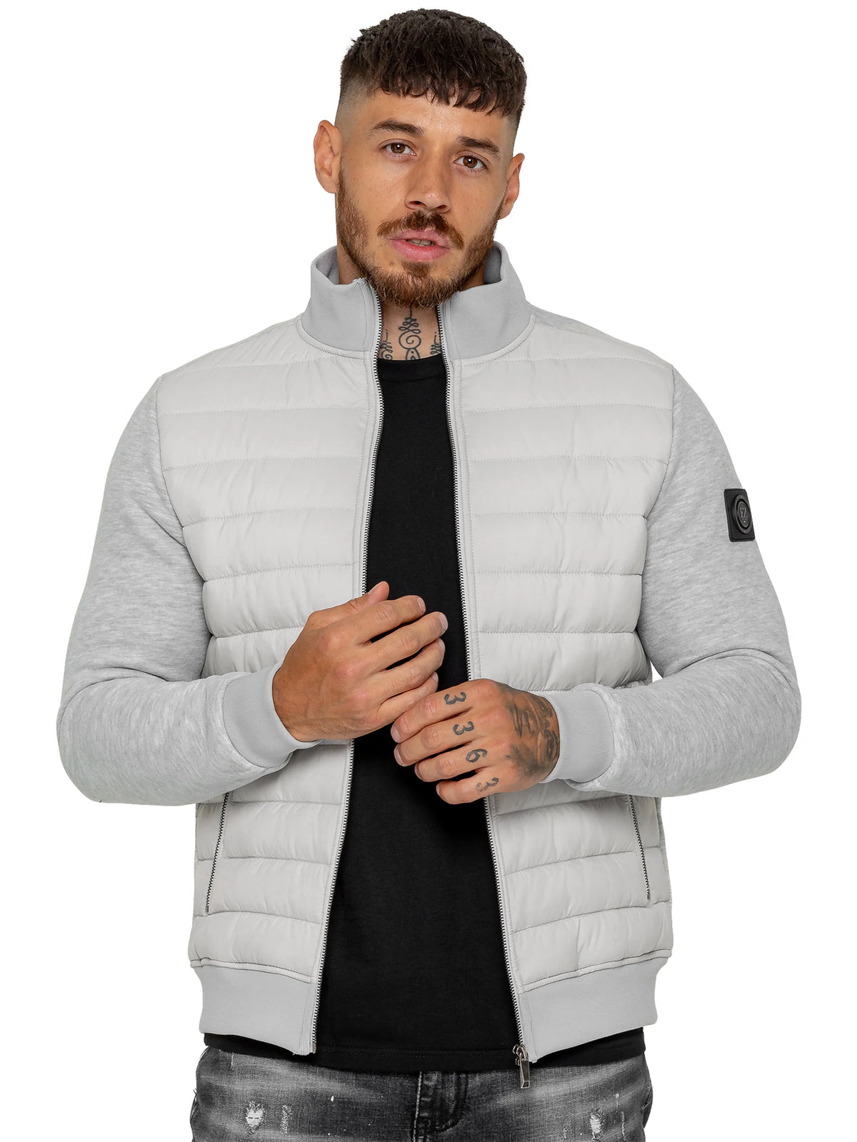 Enzo Jeans Pietro Hybrid Technical Puffer Jacket Light Grey