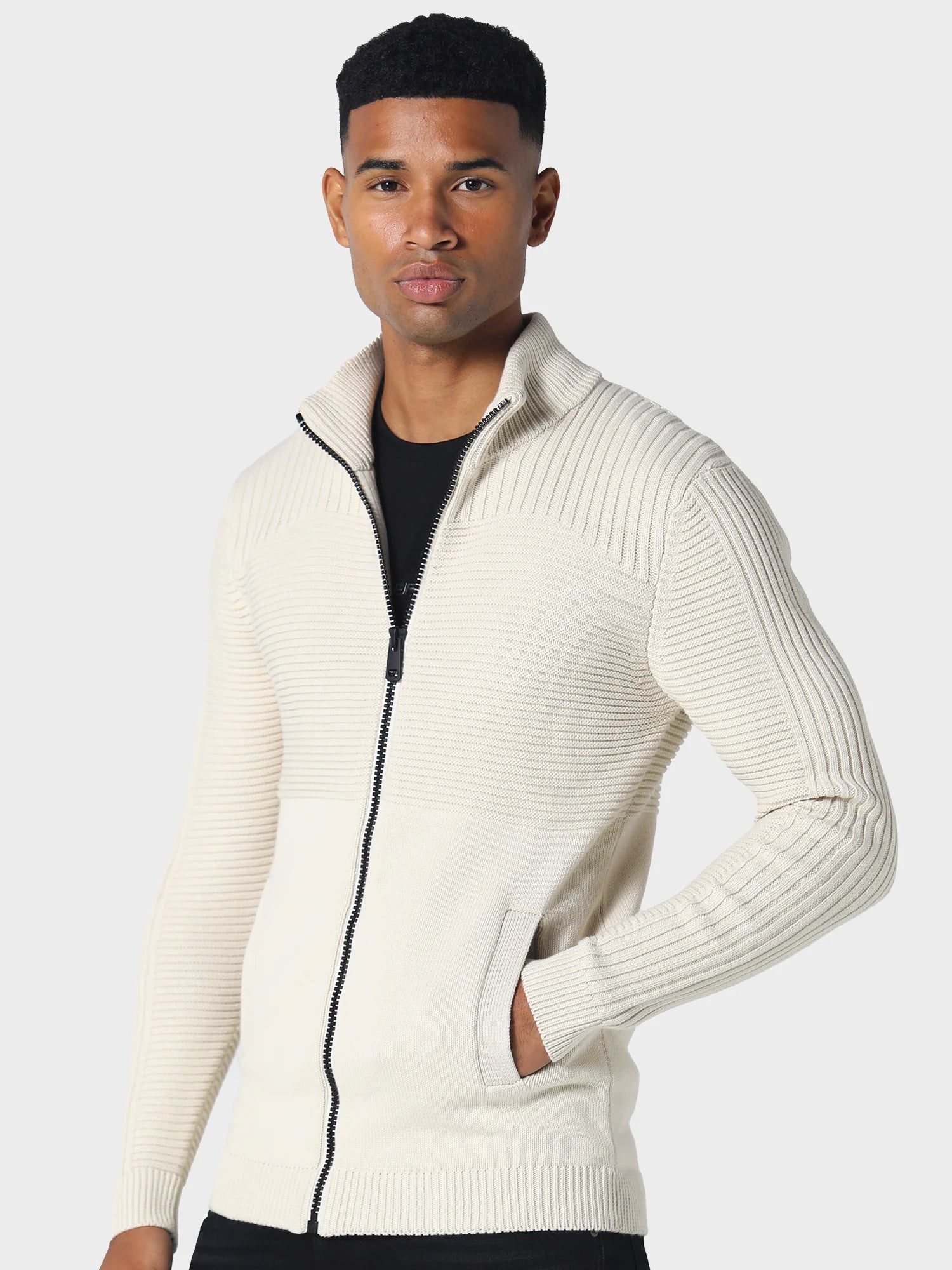 883 Police Orkney premium heavy gauge cable knitwear - ECRU