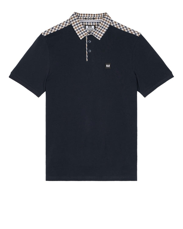 Weekend Offender Costa mid house check Polo Shirt - NAVY