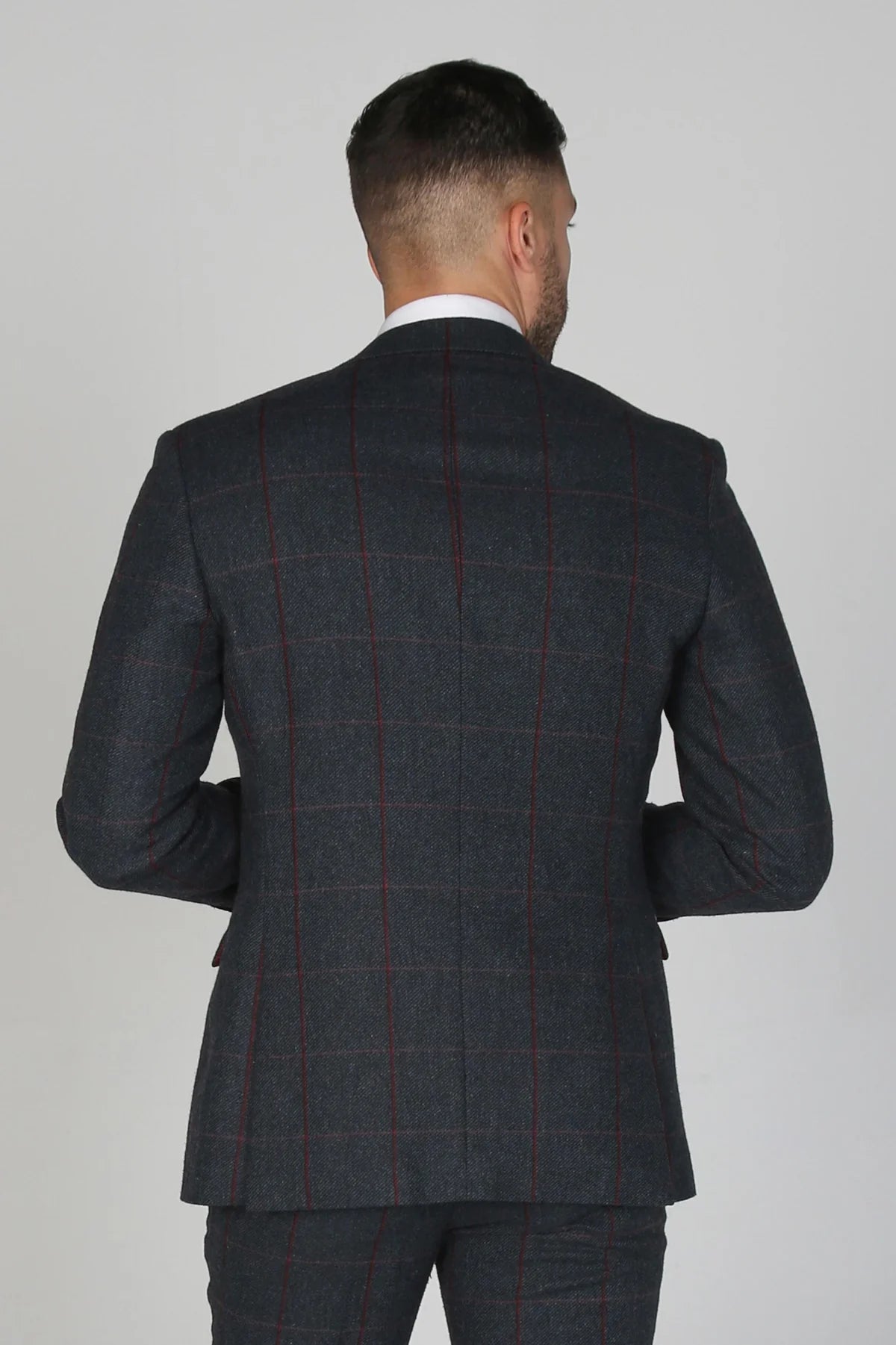 Paul Andrew Madrid - Men's Tweed Check Blazer in NAVY BLUE