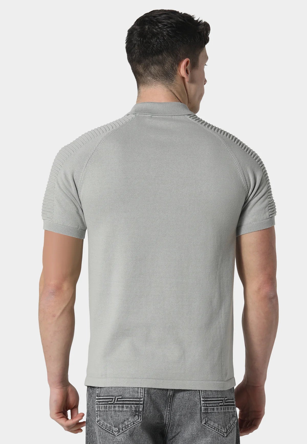 883 Police SALLE COOL COOL GREY KNITTED POLO SHIRT