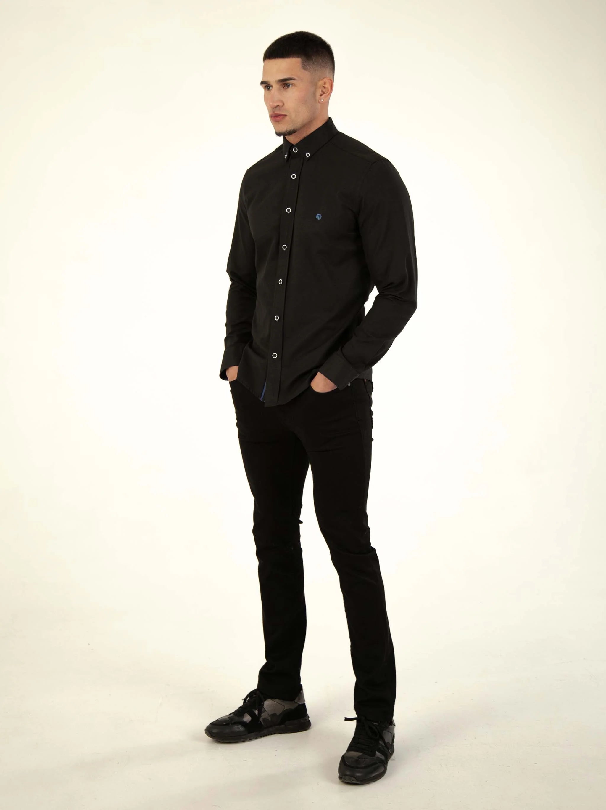 Mish Mash REGULAR FIT SUMMIT OXFORD LONG SLEEVE SHIRT - BLACK
