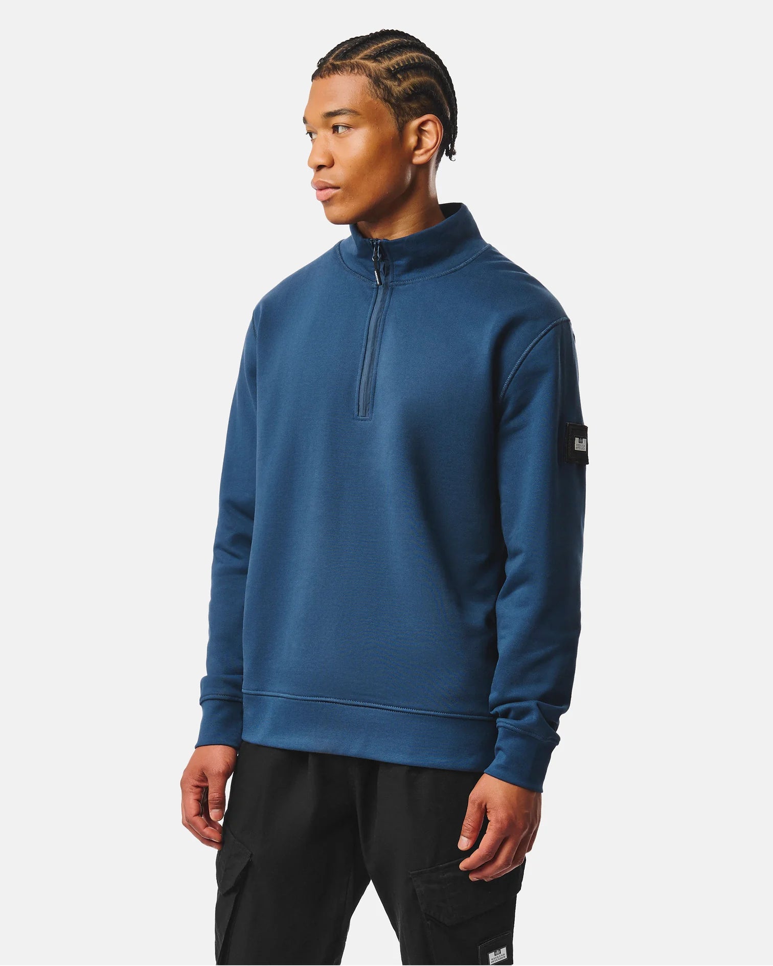 Weekend Offender Kraviz Quarter Zip Sweatshirt Lagoon Blue