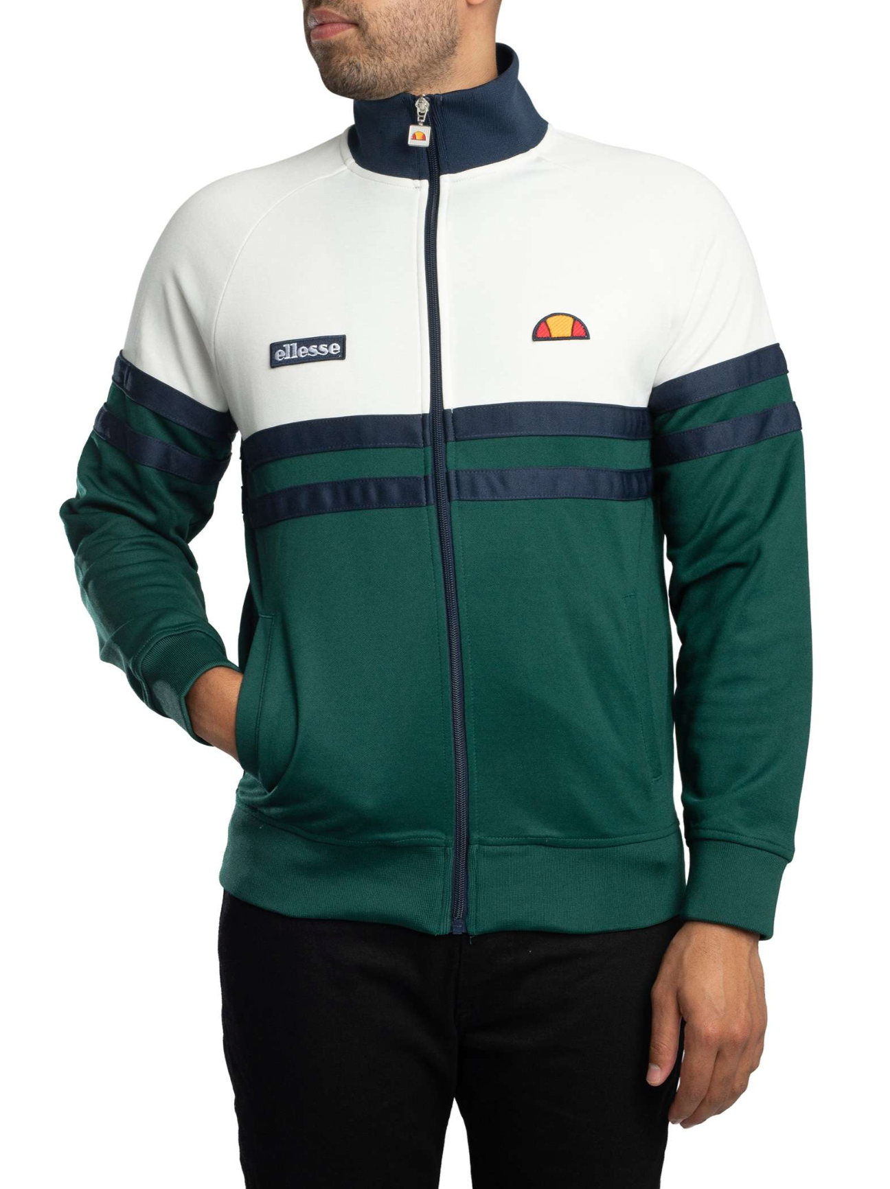 Ellesse Rimini Track Jacket - Off White/Dark Green