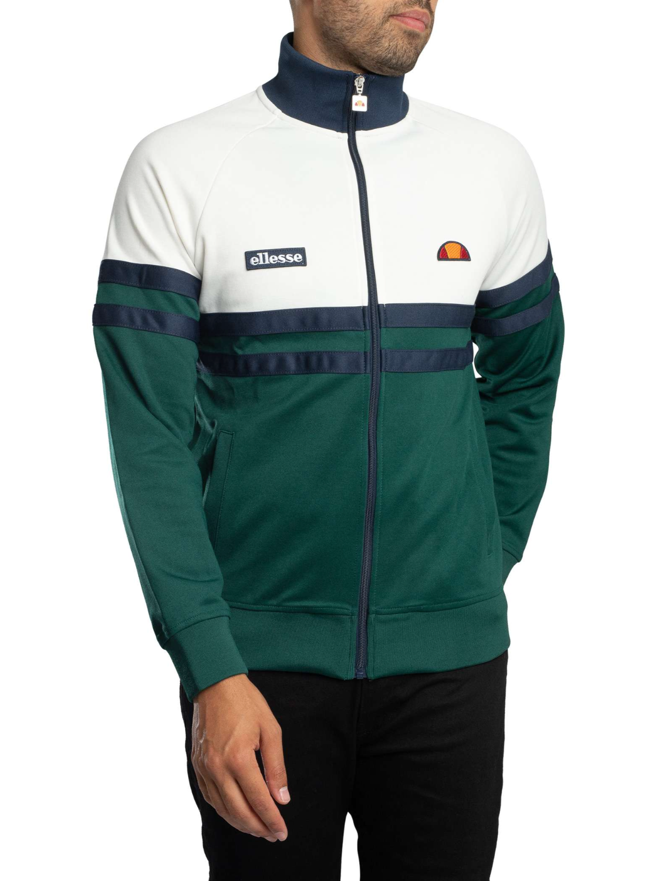 Ellesse Rimini Track Jacket - Off White/Dark Green