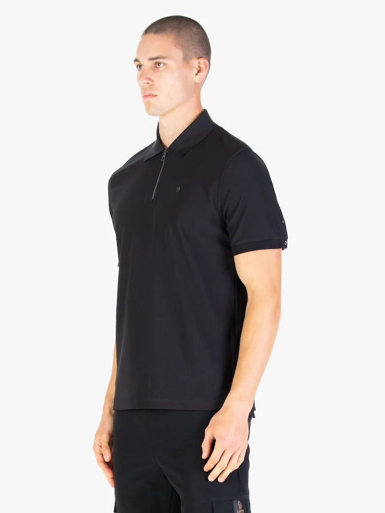 Luke Mainline penrith zip neck polo shirt - black