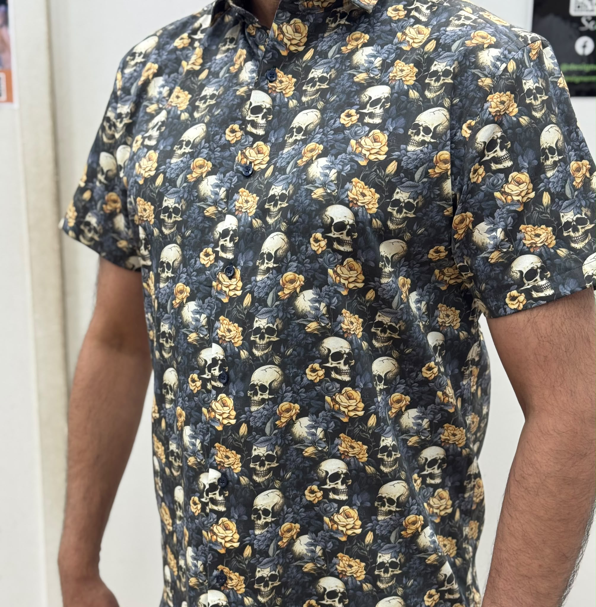 Arthur & Russell SH530 Digital Print Short Sleeve Shirt in Navy
