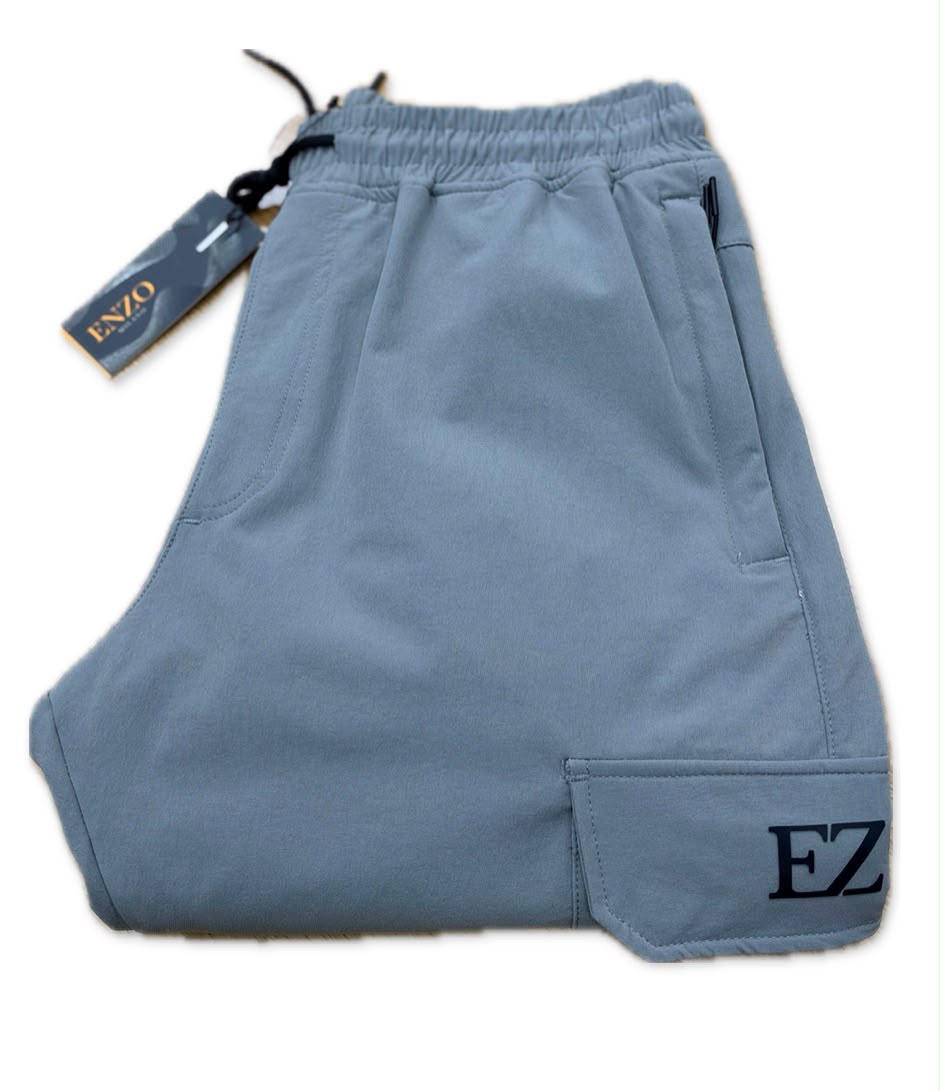 Enzo Jeans Milano Technical Ripstop Cargo Pants Light Grey
