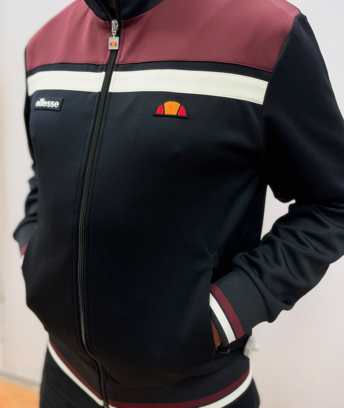 Veste de survêtement Ellesse Vignola Noir/Bordeaux
