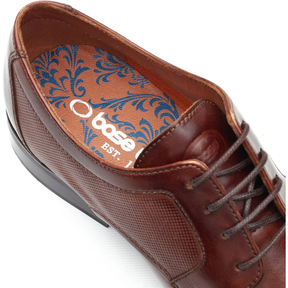 Base London Dome Leather Derby Shoes - DARK TAN