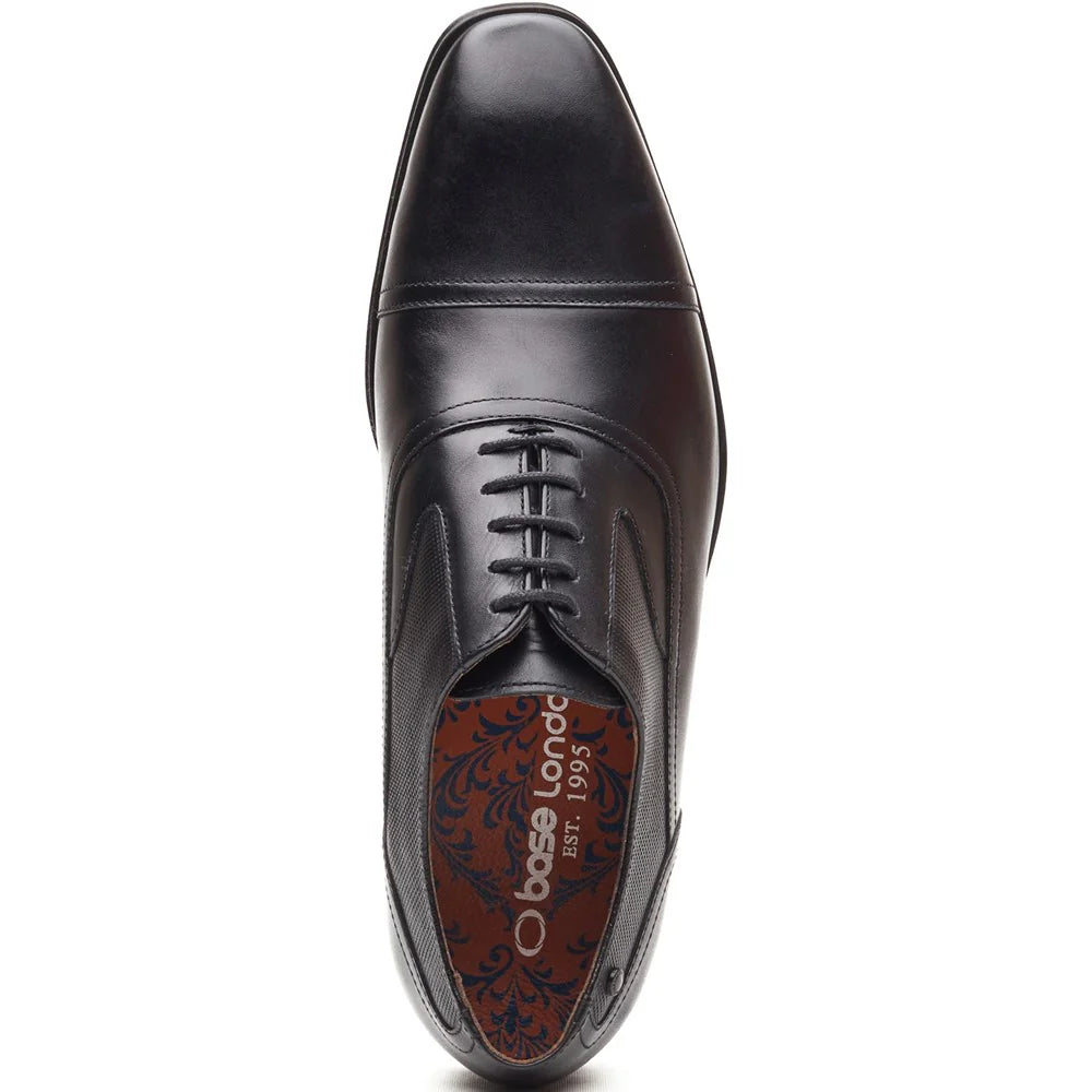 Base London Portico Leather Toe Cap Oxford Shoes - Black